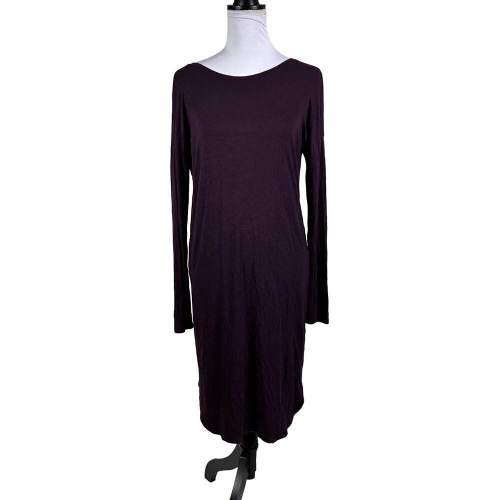 Babaton Aritzia Jaco Dress Dark Purple Long Sleeve Knee Length Open Back Small